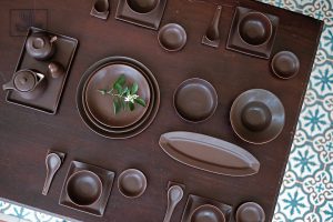 Matte Brown Glazed Dining Set